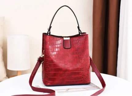 Portable bag stone pattern bucket bag for women